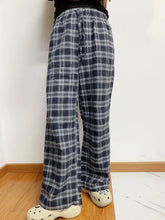 Plaid Drawstring Wide Leg Pants Woman Pants