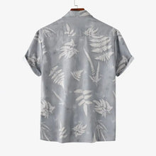 Men's Casual Fern Print Short Sleeve Button-Up Shirt Mens Tops