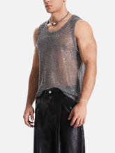 Men's Sequin Round Neck Tank Mens Tops