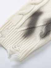 Men's Distressed Letter Round Neck Sweater Mens Tops