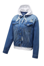 Distressed Hooded Denim Jacket Woman Outerwear