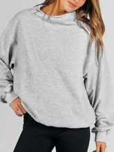 Mock Neck Drop Shoulder Long Sleeve Sweatshirt Light Gray Woman Sweatshirts