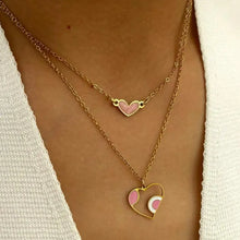 2-Piece Stainless Steel Heart Pendant Necklace Gold One Size Necklaces