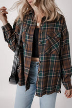 Plaid Button Up Long Sleeve Jacket Caramel Woman Outerwear
