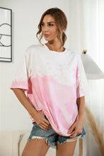 Tie-Dye Round Neck Tee Shirt Blush Pink Woman T Shirts