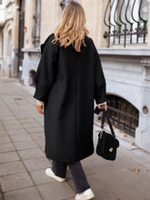 Pocketed Collared Neck Long Sleeve Coat Woman Outerwear