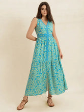 Slit Printed V-Neck Sleeveless Dress Casual Dresses