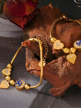 Stainless Steel Rhinestone Charm Bracelet Gold One Size Bracelets