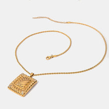 Stainless Steel Inlaid Rhinestone Rectangle Shape Pendant Necklace Fashion Jewelry