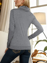 Shiny Buttoned Mock Neck Long Sleeve Blouse Woman Blouses