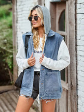 Button Up Sleeveless Denim Jacket with Pockets Woman Outerwear