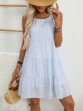 Plaid Round Neck Sleeveless Mini Dress Casual Dresses
