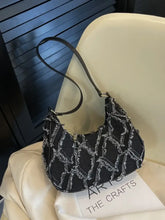 Raw Edge Cloth Shoulder Bag Black One Size Shoulder Bags