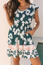 Floral Print Ruffle Sleeve Empire Waist Mini Dress Casual Dresses