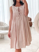 Tied Front Sleeveless Plaid Dress Casual Dresses
