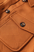 Textured Button Down Collared Neck Coat Woman Outerwear