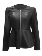 Peplum Zip Up Long Sleeve Jacket Woman Outerwear