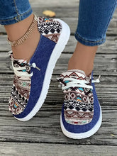 Geometric Lace-Up Round Toe Slip-Ons Woman Loafers