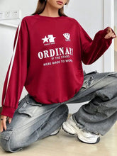 Letter Graphic Round Neck Long Sleeve Sweatshirt Woman Sweatshirts