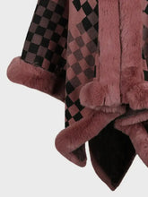 Fuzzy Checkered Long Sleeve Poncho Woman Outerwear