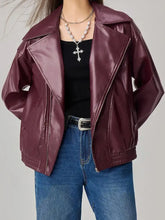 Zip Up Drop Shoulder Jacket Plum Purple Woman Outerwear