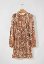 Backless Sequin Mock Neck Long Sleeve Mini Dress Cocktail Dress