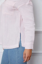 Texture Half Button Raw Hem Top Woman Blouses