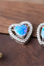 925 Sterling Silver Opal Heart Stud Earrings Earrings