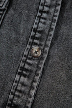 Short Sleeve Flap Pocket Button Up Raw Hem Denim Shirt Woman Denim Tops