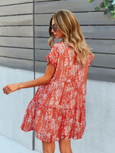 Floral Print V-Neck Ruffle Tiered Summer Mini Dress Woman Casual Dress