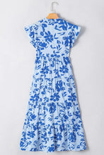 Floral Print Tiered Frilled Trim Flutter Sleeve Dress Woman Casual Dress