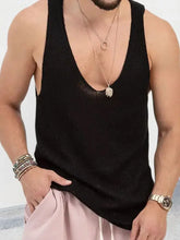 Men's Plus Size V-Neck Wide Strap Tank Black Mens Tops