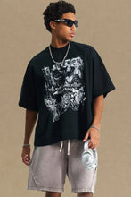 Men's Round Neck Half Sleeve Graphic T-Shirt Black Mens Tops