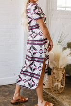 Aztec Print V-Neck Midi Dress Woman Casual Dress