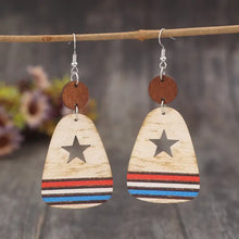 Cutout Star & Stripes Wooden Dangle Earrings Earrings