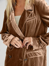 Lapel Collar Long Sleeve Blazer with Pockets Woman Outerwear