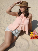 Ruched Peplum Round Neck Tank Tanks & Camis