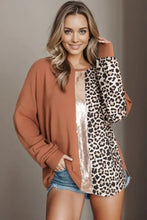 Leopard Round Neck Long Sleeve T-Shirt Leopard Woman T Shirts