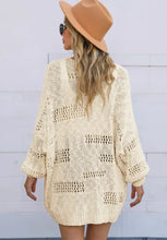 Openwork Open Front Long Sleeve Cardigan Woman Outerwear