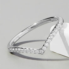 V Shape Inlaid Zircon 925 Sterling Silver Ring Rings