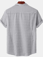 Men's Plus Size Striped Short Sleeve Button-Down Shirt Mens Tops