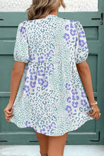 Leopard Print Bow Front Puff Sleeve Mini Dress Woman Dress