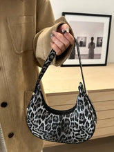 Leopard PU Leather Shoulder Bag Black One Size Shoulder Bags