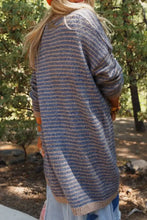 Open Front Long Sleeve Striped Cardigan Woman Outerwear