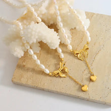 Titanium Steel Freshwater Pearl Heart Necklace Necklaces