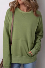 Solid Color Round Neck Long Sleeve Sweatshirt Moss Woman Sweatshirts