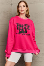 Simply Love Full Size TWENTY TWENTY FOUR HAPPY NEW YEAR Dropped Shoulder Sweatshirt Hot Pink Woman Sweatshirts