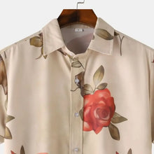 Men's Rose Print Short Sleeve Button Down Shirt Mens Tops
