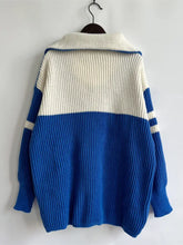 Ribbed Two-Tone Half Zip Sweater Sweater Pullovers