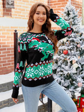 Round Neck Long Sleeve T.Rex Pattern Sweater Sweater Pullovers